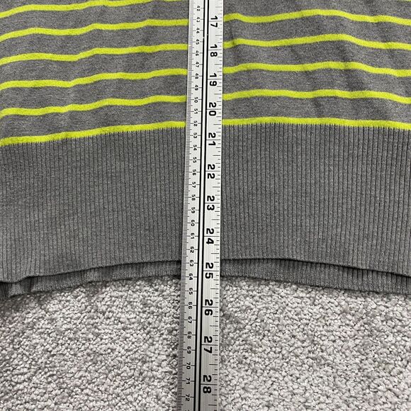 One A Sweater Womens Large Gray Yellow Striped Cowl Neck Long Sleeve Knit Casual - Picture 11 of 12